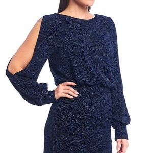Jessica Howard size 10
Long Split Sleeve Glitter Jersey Knit Blouson Dress